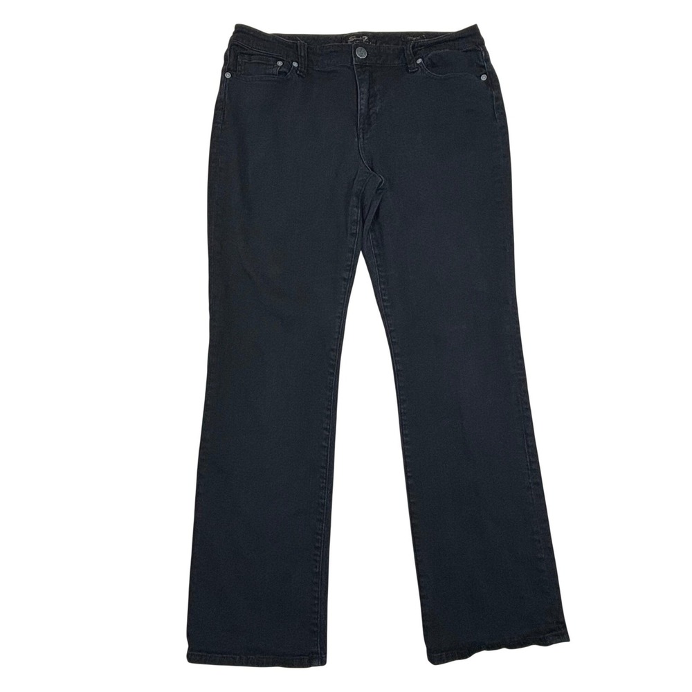 Seven7 Womens Straight Leg Jeans Black Stretch Denim Size 14 Mid Rise Casual